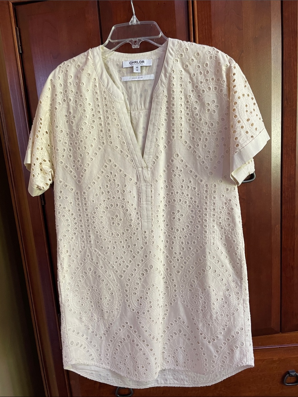 CHRLDR Cream Eyelet Short-Sleeve Dress